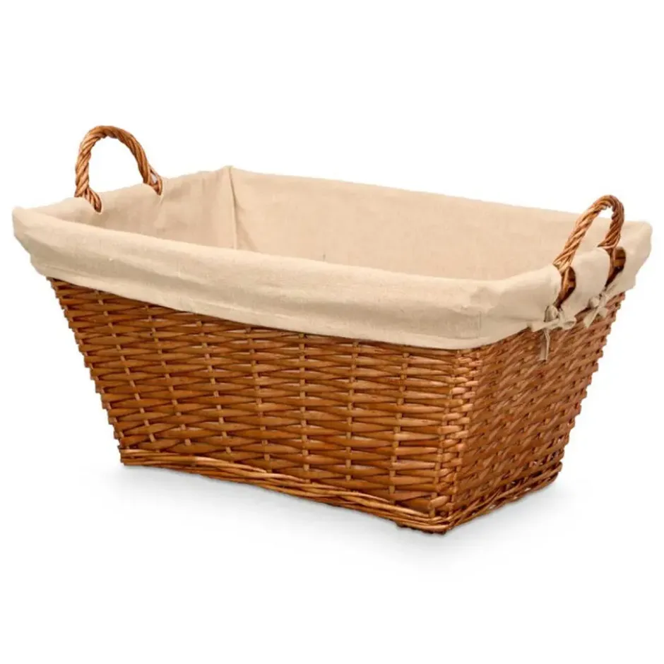 Rieten opberg mand - gevlochten riet - bruin - 65 x 43 x 35 cm