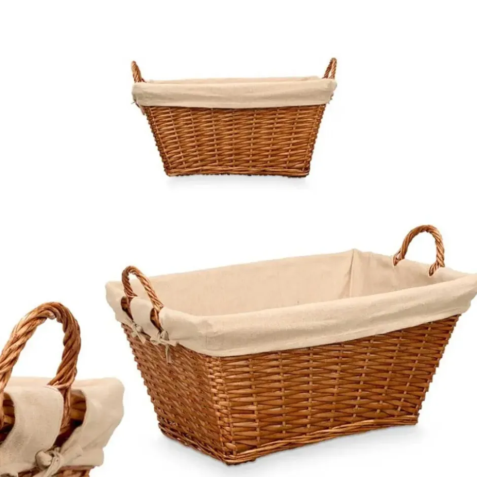 Rieten opberg mand - gevlochten riet - bruin - 65 x 43 x 35 cm