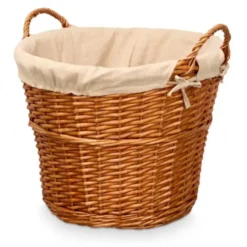 Rieten opberg mand - gevlochten riet - bruin - 51 x 45 x 28 cm
