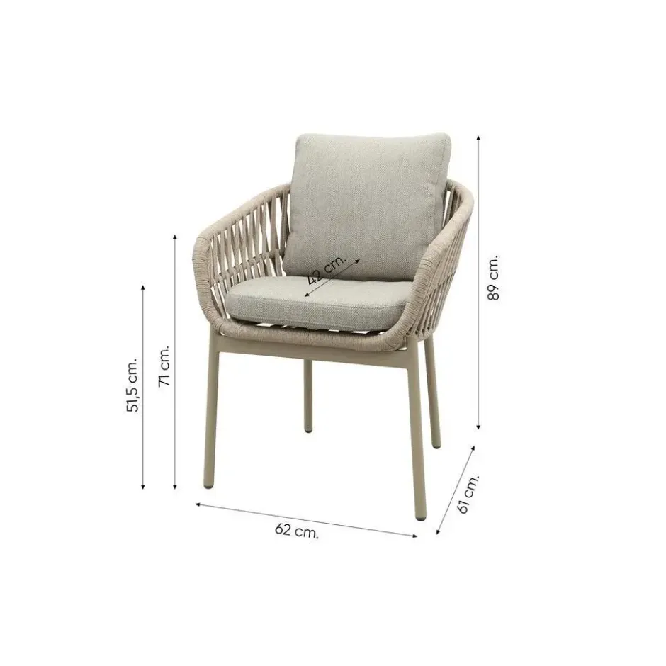 Romeo rope dining tuinstoel - Latte