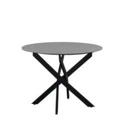 Ronde eettafel Vivian Ø110 cm marmerlook grijs spinpoot - Stoneware - Grijs