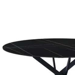 Ronde eettafel Vivian Ø130 cm marmerlook grijs spinpoot - Stoneware - Grijs