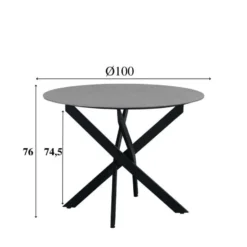 Ronde eettafel Vivian Ø100 cm marmerlook grijs spinpoot - Stoneware - Grijs