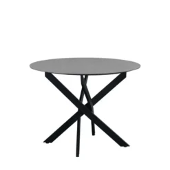 Ronde eettafel Vivian Ø100 cm marmerlook grijs spinpoot - Stoneware - Grijs