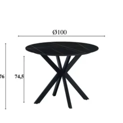 Ronde eettafel Yuna Ø110 cm cm marmerlook zwart - Stoneware - Zwart