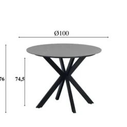 Ronde eettafel Yuna Ø120 cm marmerlook grijs - Stoneware - Grijs