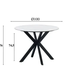 Ronde eettafel Yuna Ø150 cm marmerlook wit - Stoneware - Wit