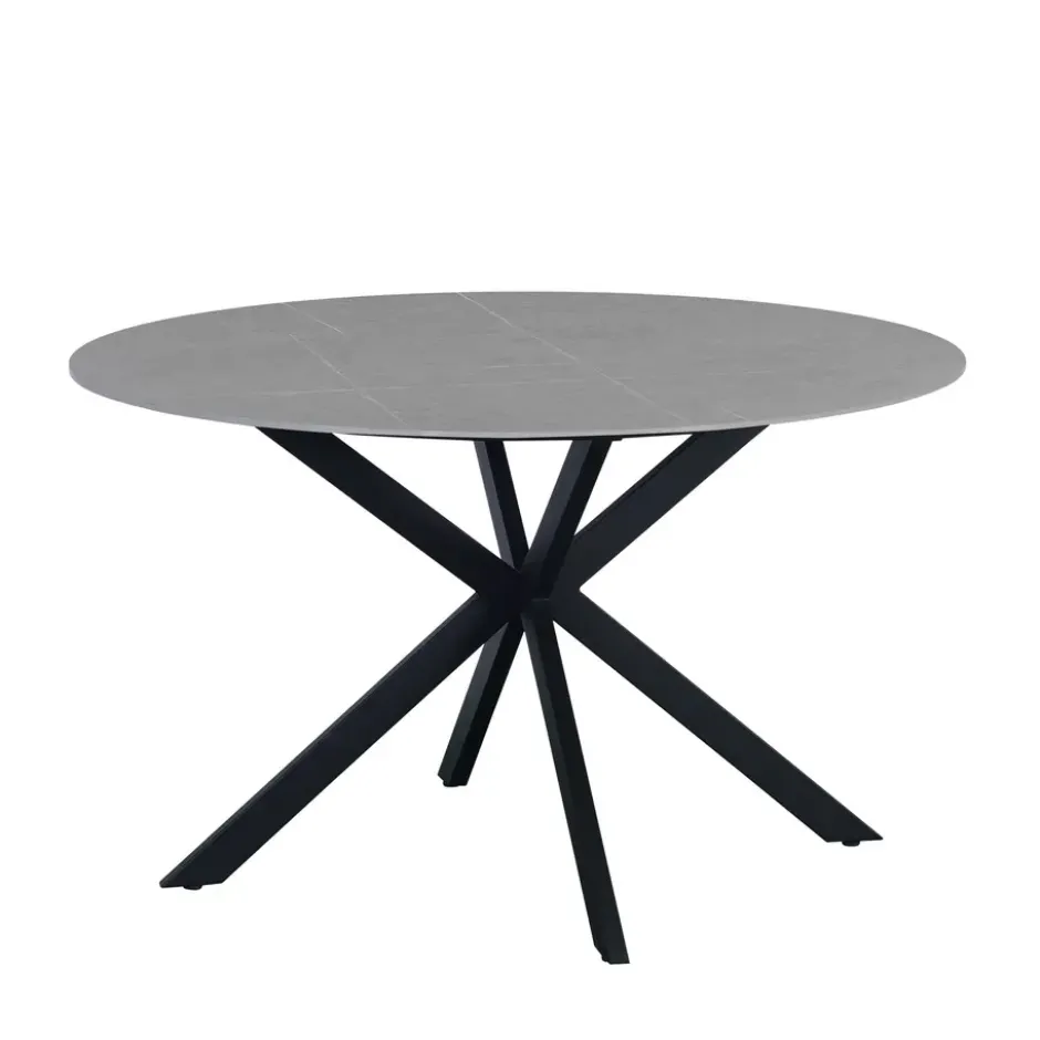 Ronde eettafel Yuna Ø130 cm marmerlook grijs - Stoneware - Grijs