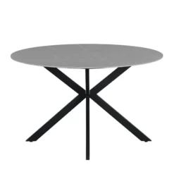 Ronde eettafel Yuna Ø130 cm marmerlook grijs - Stoneware - Grijs
