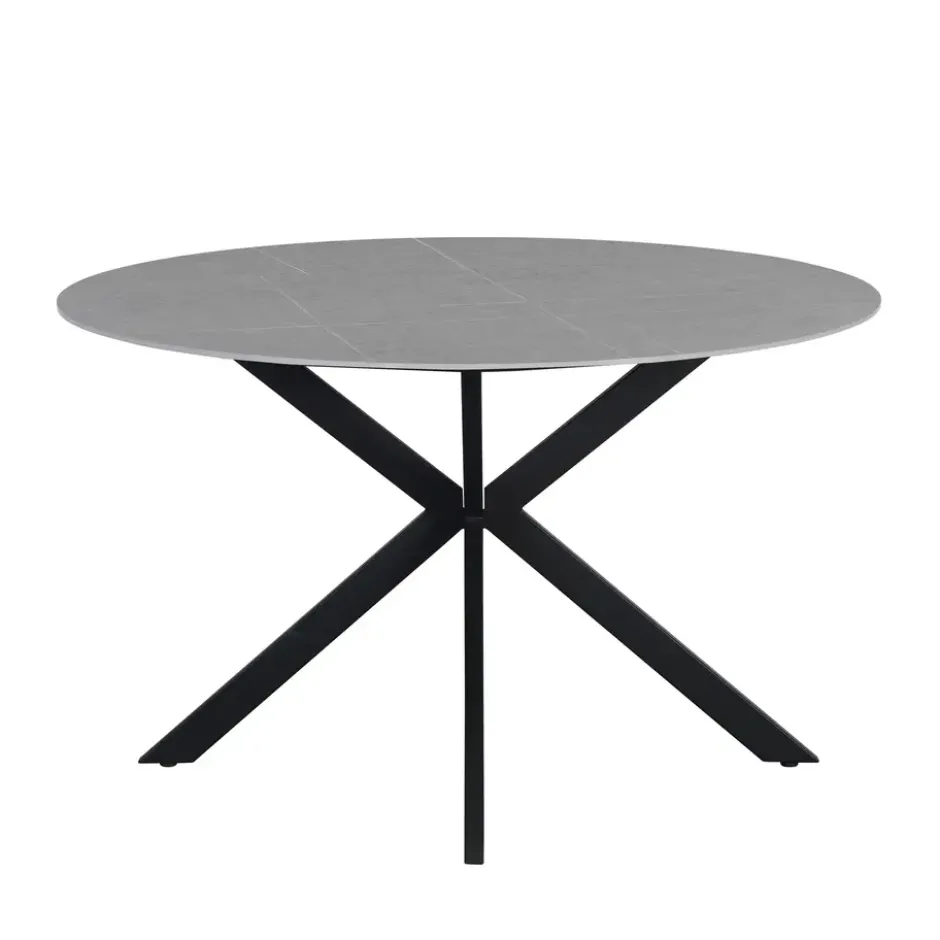 Ronde eettafel Yuna Ø130 cm marmerlook grijs - Stoneware - Grijs