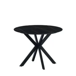 Ronde eettafel Yuna Ø150 cm marmerlook zwart - Stoneware - Zwart
