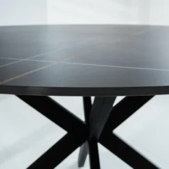 Ronde eettafel Yuna Ø100 cm marmerlook zwart - Stoneware - Zwart