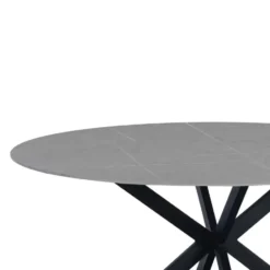 Ronde eettafel Yuna Ø150 cm marmerlook grijs - Stoneware - Grijs