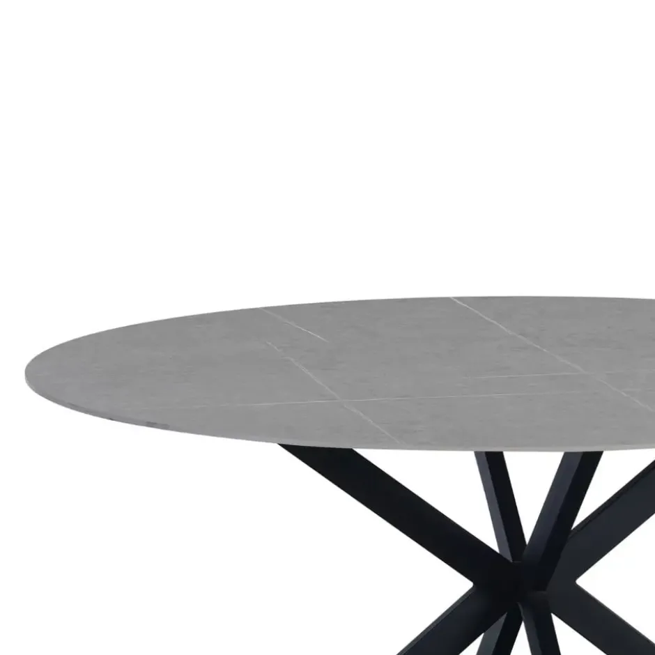 Ronde eettafel Yuna Ø150 cm marmerlook grijs - Stoneware - Grijs