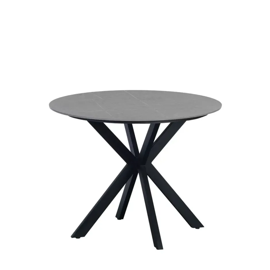 Ronde eettafel Yuna Ø150 cm marmerlook grijs - Stoneware - Grijs