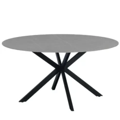 Ronde eettafel Yuna Ø150 cm marmerlook grijs - Stoneware - Grijs