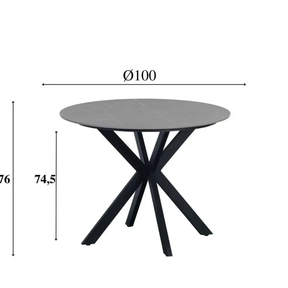 Ronde eettafel Yuna Ø150 cm marmerlook grijs - Stoneware - Grijs