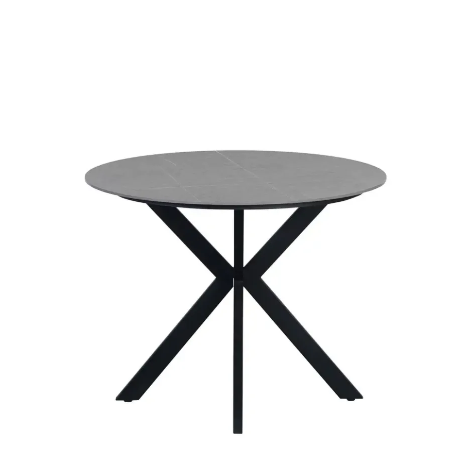 Ronde eettafel Yuna Ø150 cm marmerlook grijs - Stoneware - Grijs