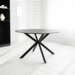Ronde eettafel Yuna Ø150 cm marmerlook grijs - Stoneware - Grijs