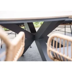 Ronde 4-persoons tuinset - Edison tafel - 4 Margriet stoelen