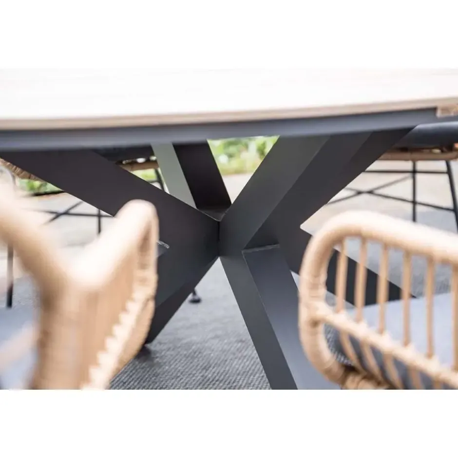 Ronde 4-persoons tuinset - Edison tafel - 4 Margriet stoelen