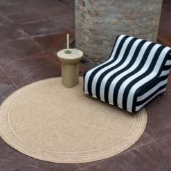 Rond Jute buitenkleed Naturel Visgraat Border 200 Ø - (L) - Interieur05