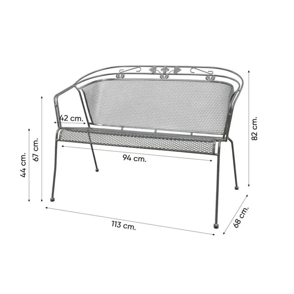 Royal Garden Elegance strekmetaal 2-zits tuinbank - Antraciet