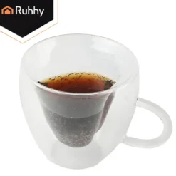 Ruhhy Thee/Koffie glas - 240 ml - transparant - dubbelwandig