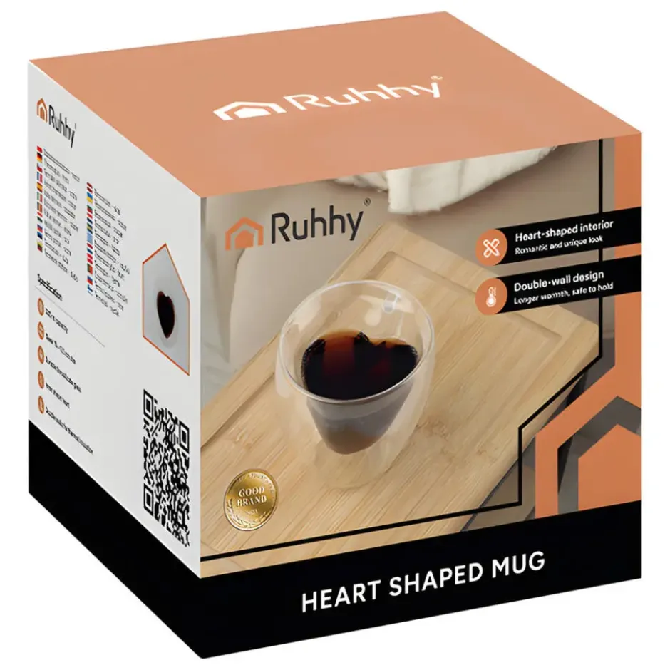 Ruhhy Thee/Koffie glas - 240 ml - transparant - dubbelwandig