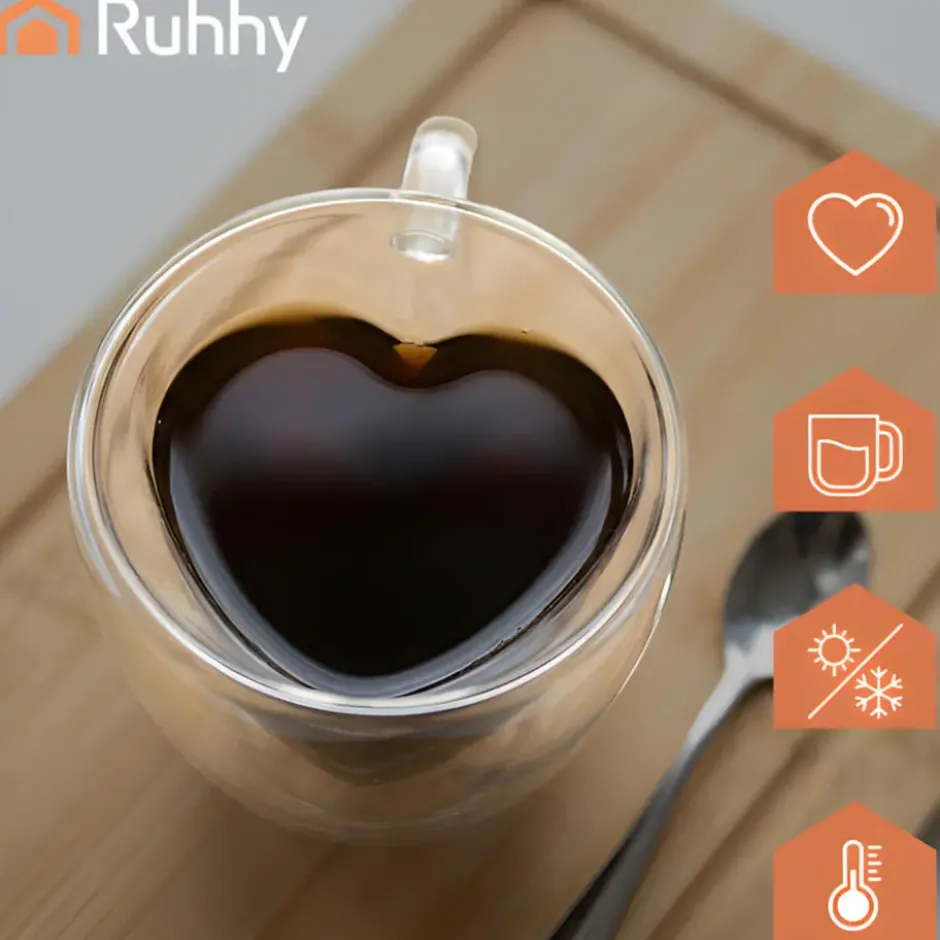 Ruhhy Thee/Koffie glas - 240 ml - transparant - dubbelwandig
