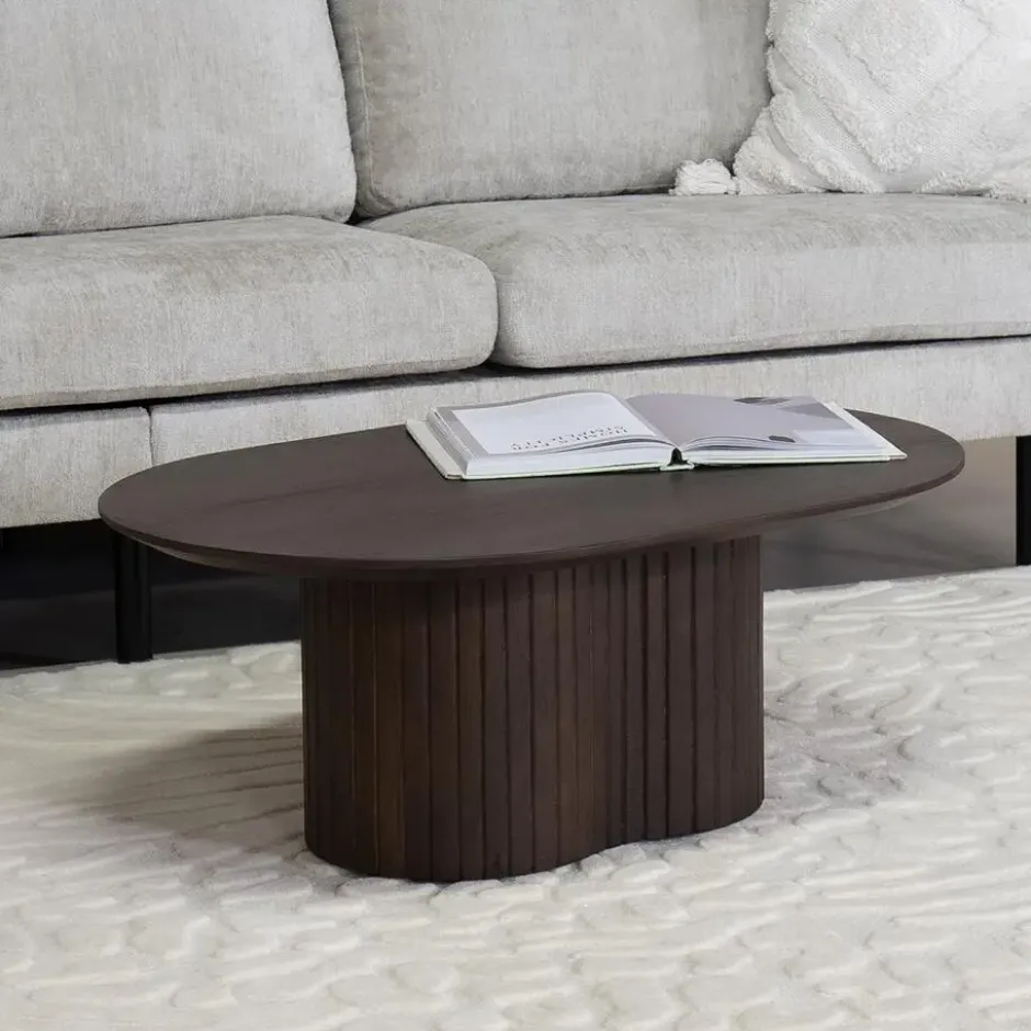 Salontafel Donkerbruin Mangohout - Ovaal - 90x60x35cm - Ava