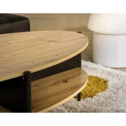 Salontafel EVARO - 125 cmx65 cmx39 cm - Zwart Natuurlijk licht Hout paneel