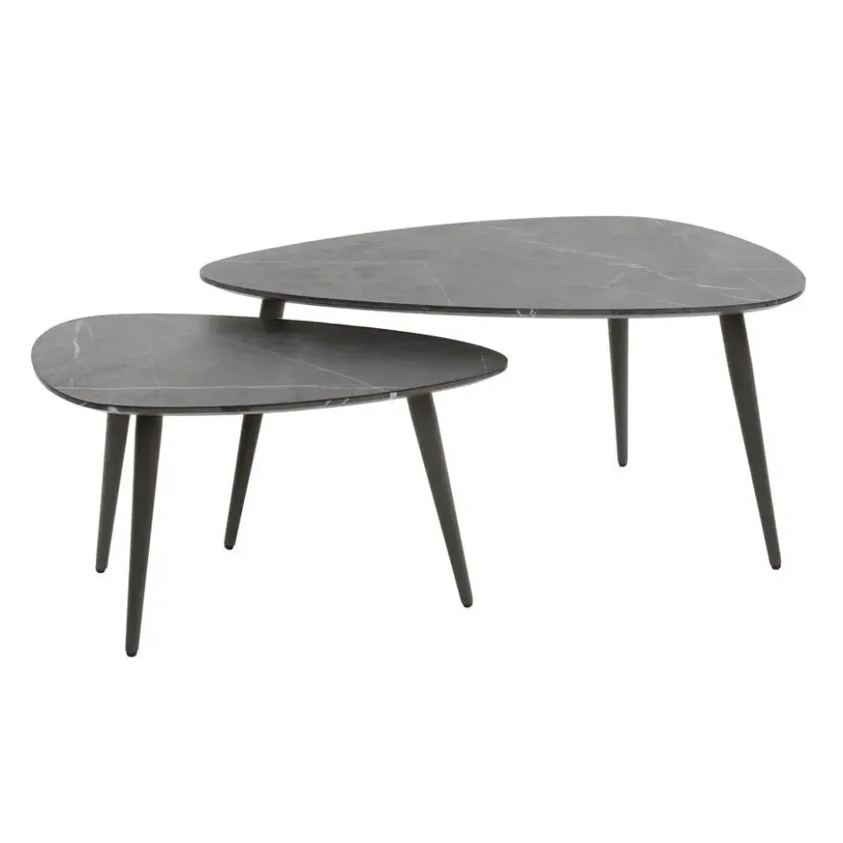 Salontafel Keramieklook - Set van 2 - 80x44x40cm - Pear Shaped