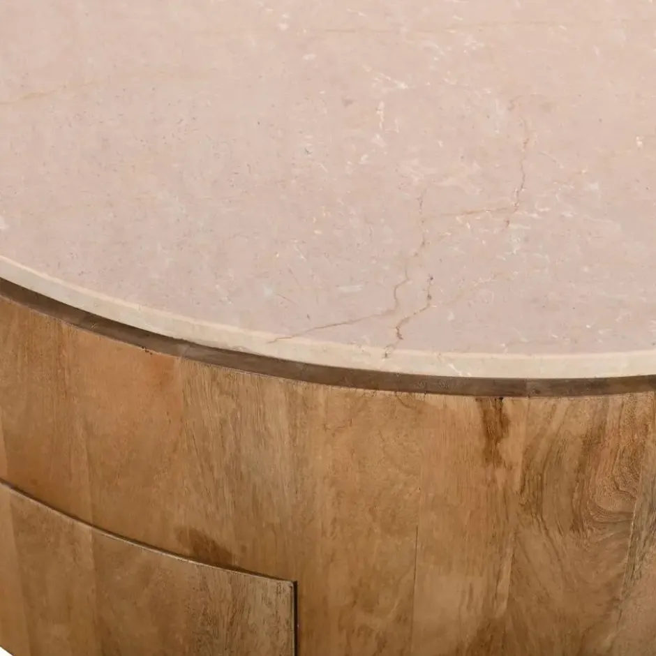 Salontafel Marmer Naturel - 90x90x35cm - Met Lades - Elan