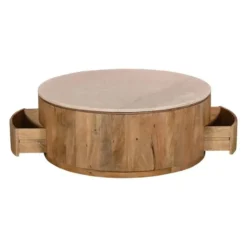 Salontafel Marmer Naturel - 90x90x35cm - Met Lades - Elan