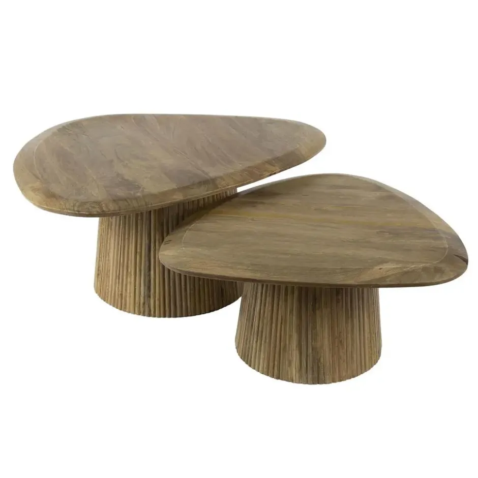 Salontafel Naturel Mangohout - Set van 2 - 93x72x43cm - Wave