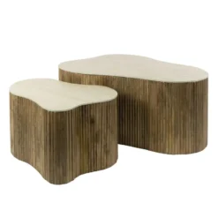 Salontafel Organisch Beige/Hout - Set Van 2 - Nuovo