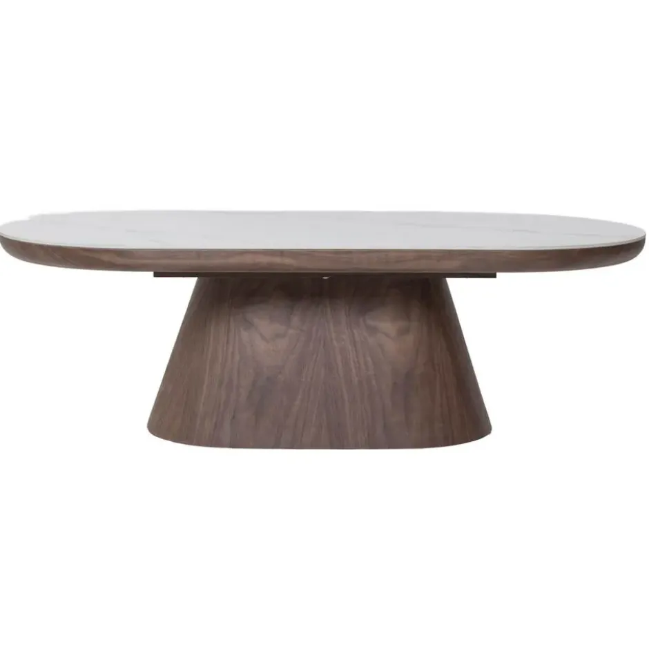Salontafel Ovaal - Walnoot Hout/Keramisch - 120x60x38cm - Alba
