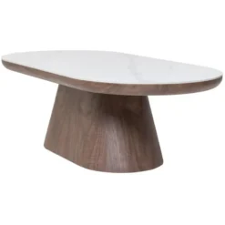 Salontafel Ovaal - Walnoot Hout/Keramisch - 120x60x38cm - Alba