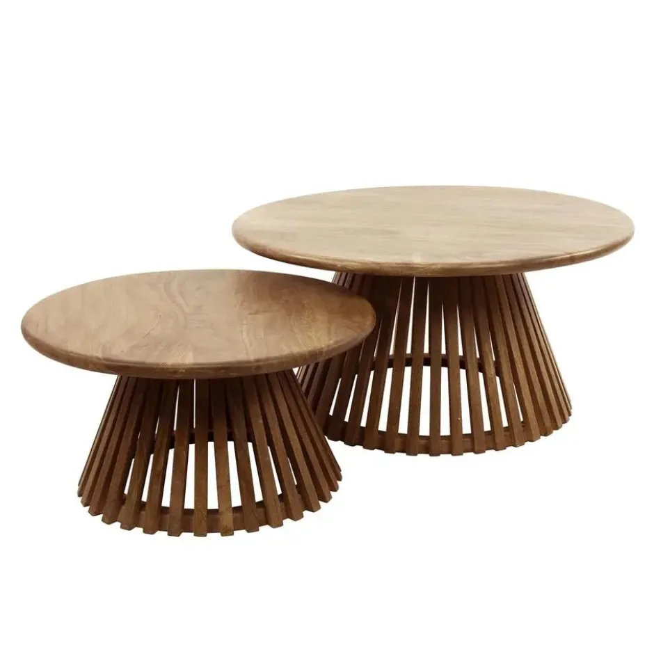 Salontafel Rond - Massief Mangohout - Set van 2