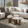 Salontafel Set van 2 - Organisch Travertin - Beige/Hout - Organic
