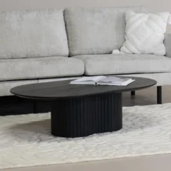 Salontafel Zwart Mangohout - Ovaal - 90x60x35cm - Ava