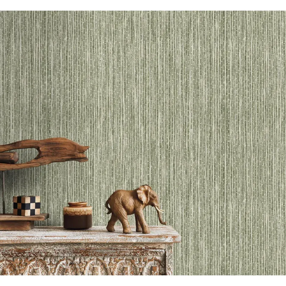 Sanders & Sanders behang bamboe vergrijsd groen - 53 cm x 10 m