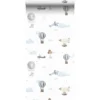 Sanders & Sanders behang luchtballonnen blauw en wit - 53 cm x 10 m