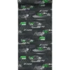Sanders & Sanders behang race auto's groen en zwart wit - 50 x 900 cm