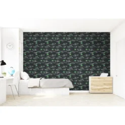 Sanders & Sanders behang race auto's groen en zwart wit - 50 x 900 cm