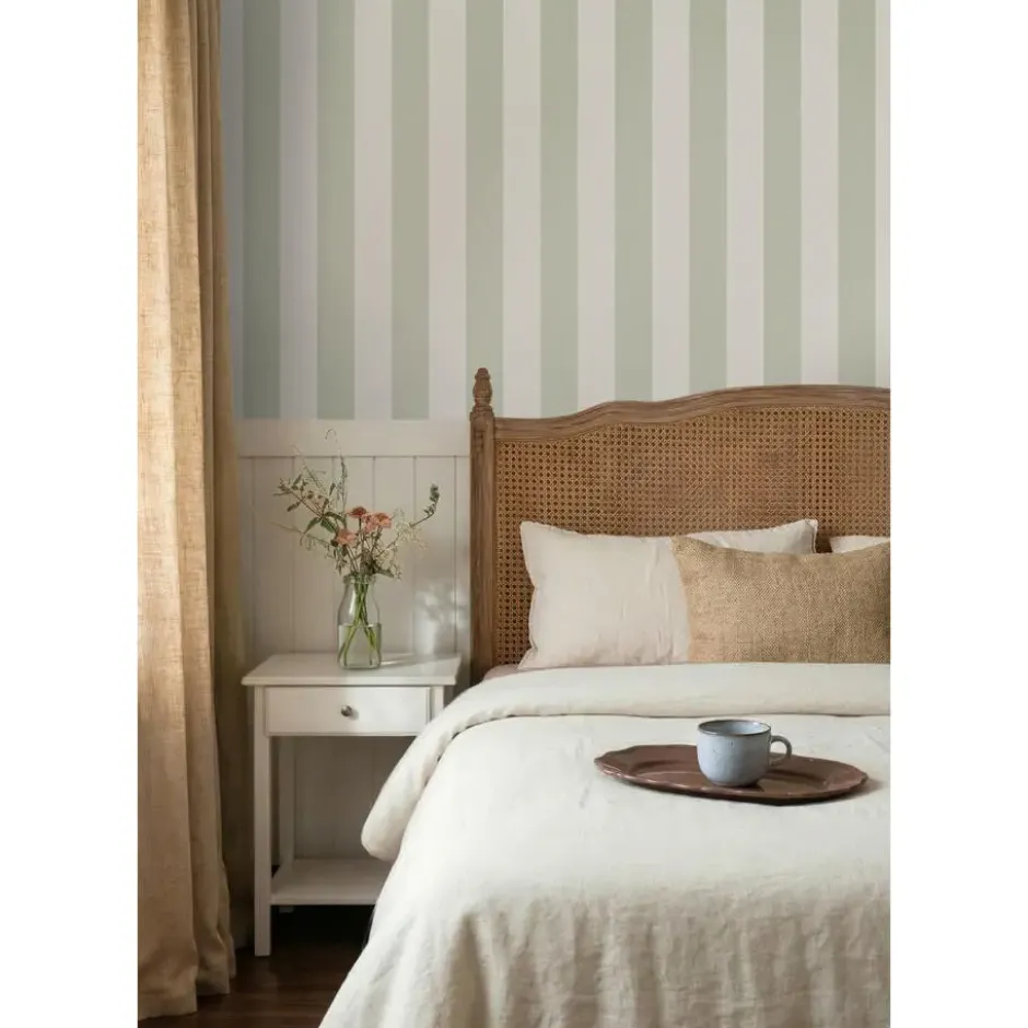 Sanders & Sanders behang strepen groen en beige - 53 x 1005 cm