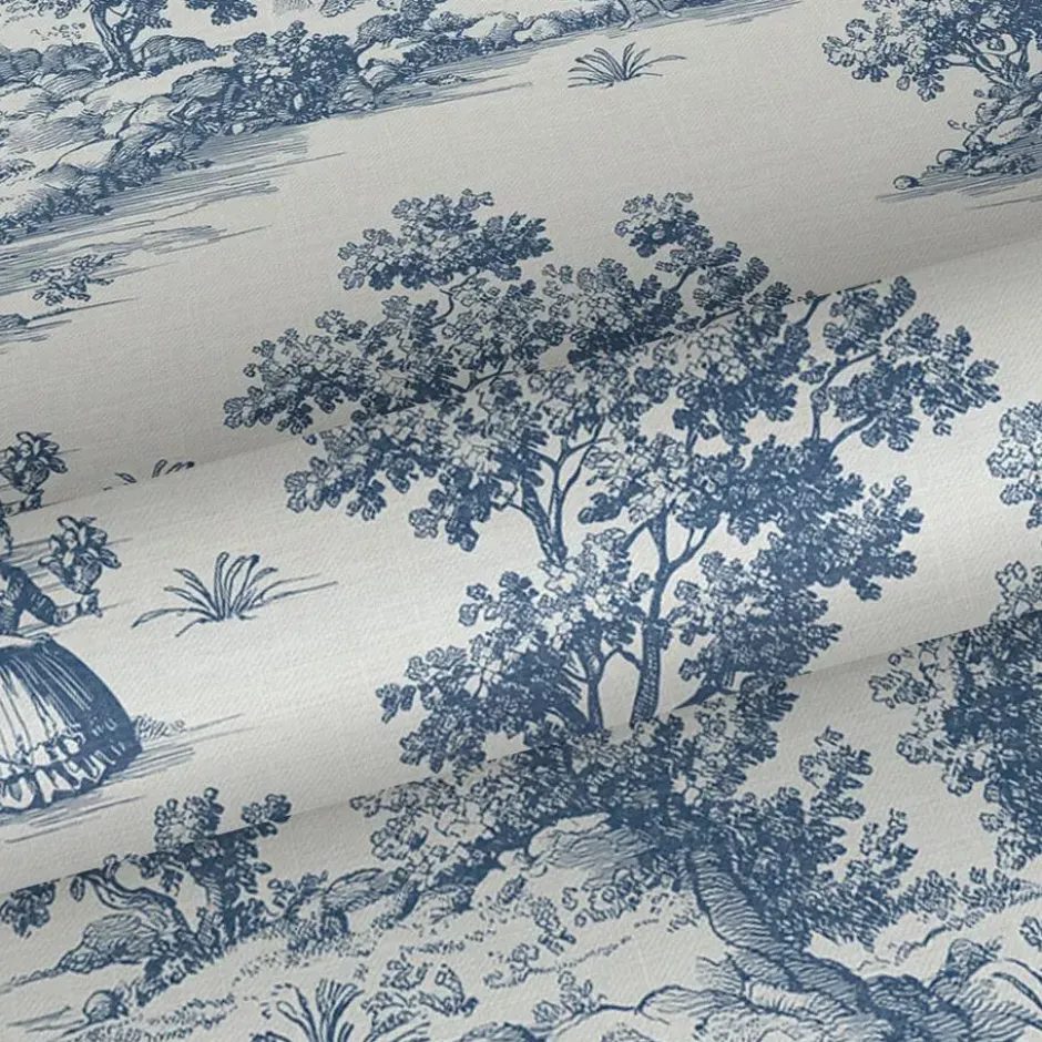 Sanders & Sanders behang toile de jouy print blauw - 53 cm x 10 m