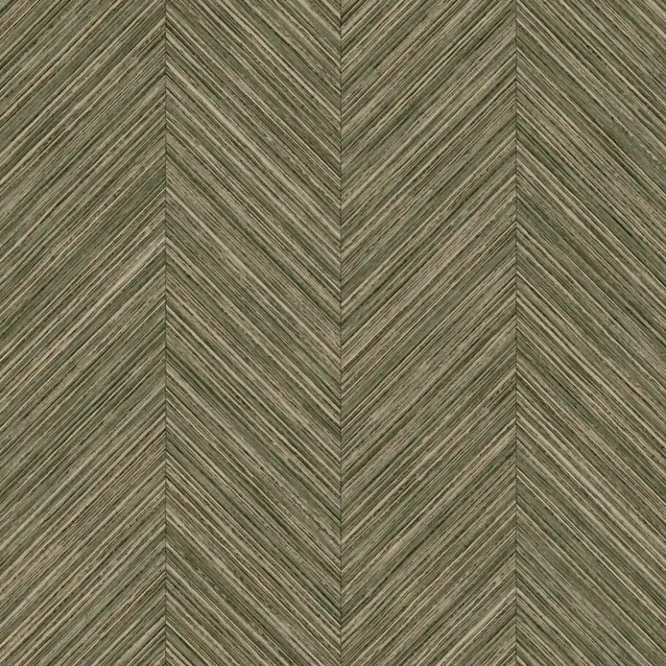 Sanders & Sanders behang visgraat-motief vergrijsd olijfgroen - 53 cm x 10 m