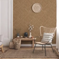 Sanders & Sanders behang visgraat-motief oranje bruin - 53 cm x 10 m